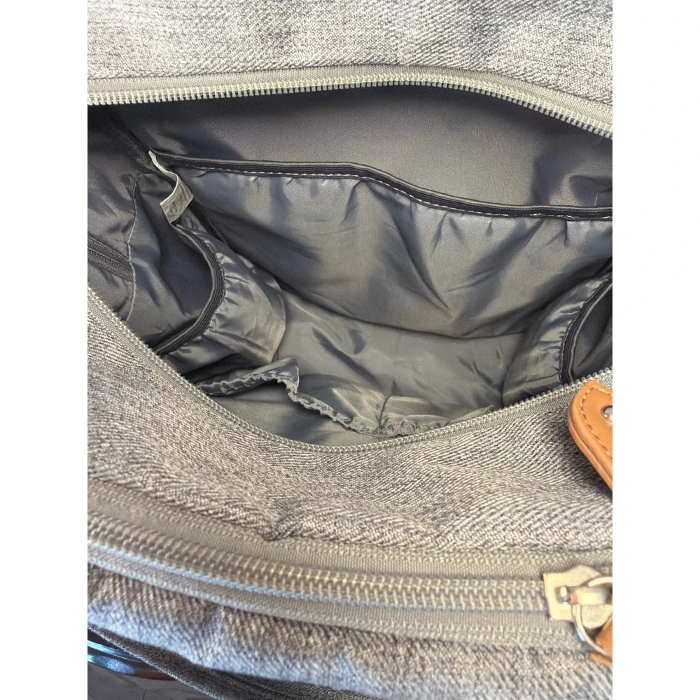 Diaper‎ Bag Backpack Grey Quilted Multi-Pocket Travel Bag with Pacifier Pod